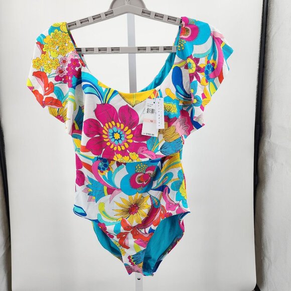 Trina Turk Fontaine Off-Shoulder One-Piece Swimsuit Size 10 NEW MSRP $162 - Picture 8 of 8